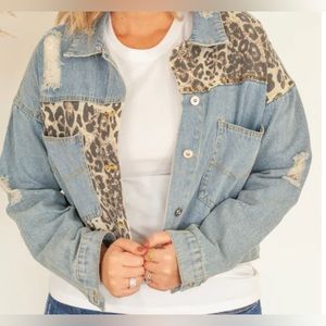 Plus Size Leopard Jean Jacket